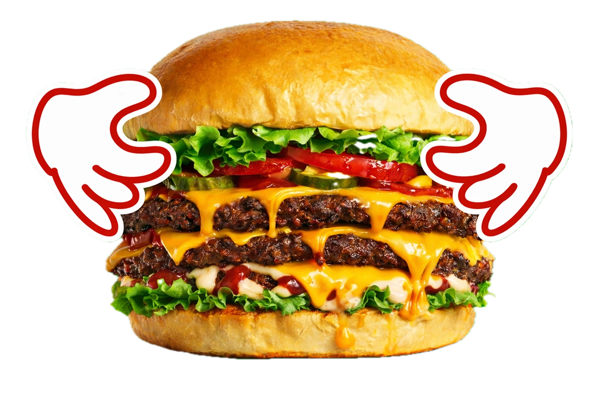 Hands holding a CRAV burger